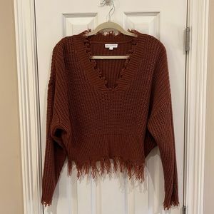 V neck deconstructed sweater